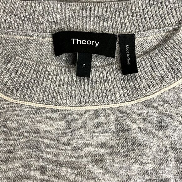 COPY - Theory Criselle 100% Merino Wool Crew Sweater, Gray, Size P - Picture 8 of 9